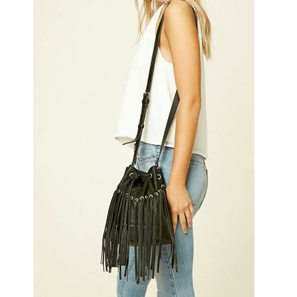 Forever 21 Handbags - New! Forever 21 Fringe Bucket Bag